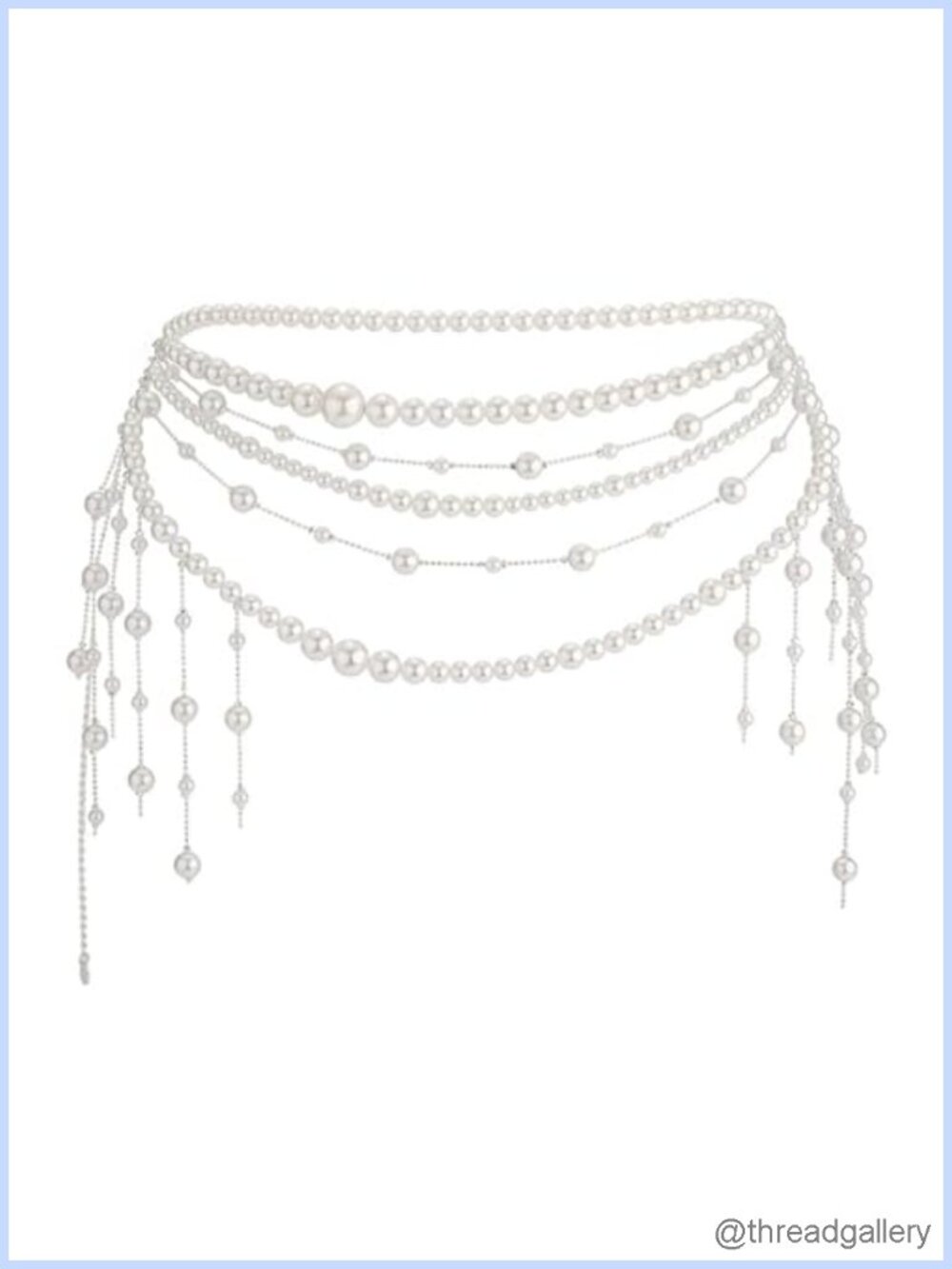 Multilayer Pearl Waist Chain Belt Adjustable Big Pearls Tassel Body Chain for